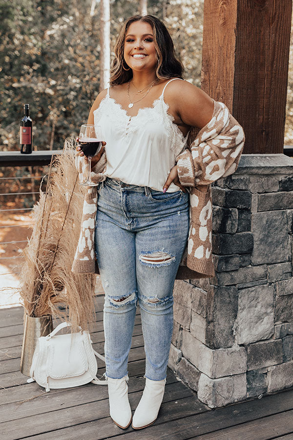 Staple Lace Trim Tank In Cream Curves Image - 2