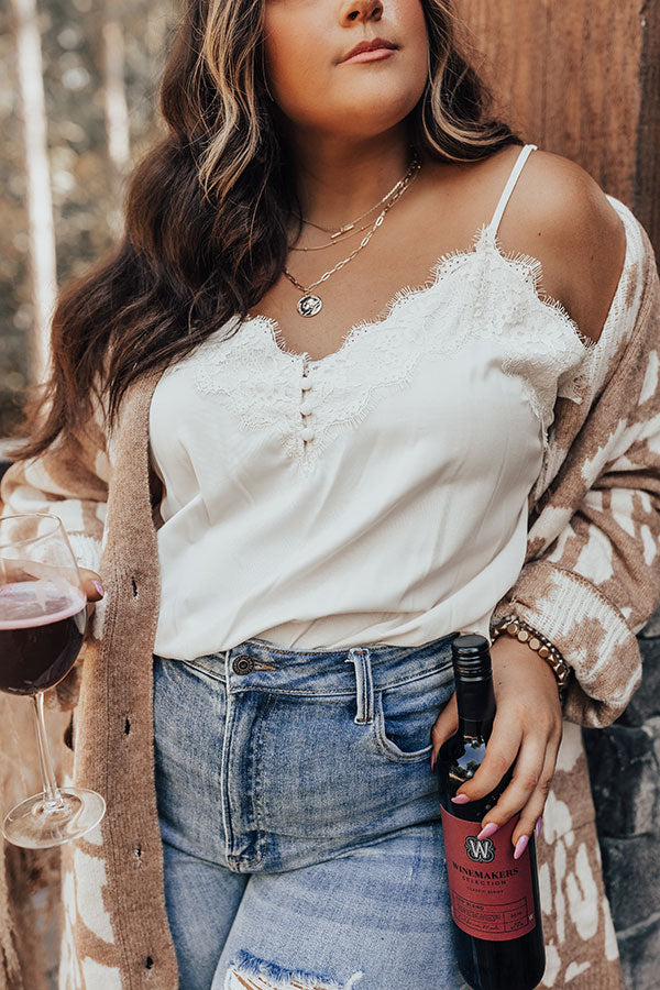 Staple Lace Trim Tank In Cream Curves Image - 3