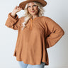 Sweet And Sincere Waffle Knit Top In Rust Curves Image - 1