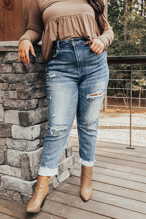 Risen The Seera High Waist Distressed Jean In Medium Wash Curves Image - 2