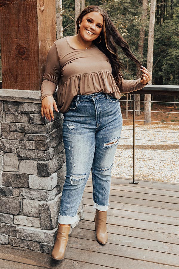 Risen The Seera High Waist Distressed Jean In Medium Wash Curves Image - 1