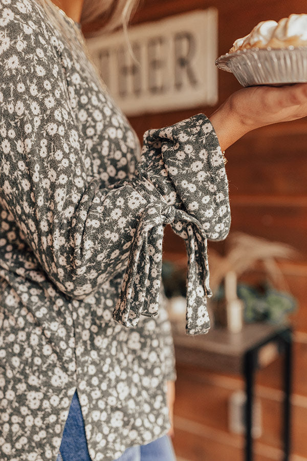 Pumpkin Patch Please Floral Shift Top In Forest Image - 4