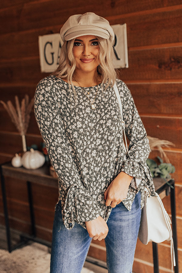 Pumpkin Patch Please Floral Shift Top In Forest Image - 1