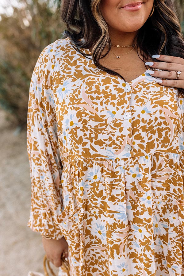 Keep Smiling Shift Dress in Mustard Curves Image - 4