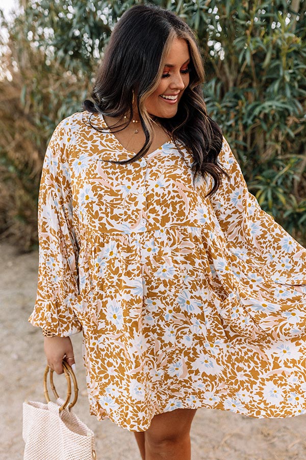 Keep Smiling Shift Dress in Mustard Curves Image - 2