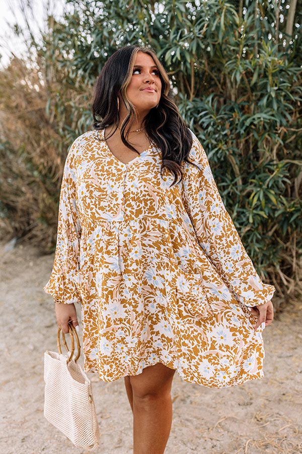 Keep Smiling Shift Dress in Mustard Curves Image - 3