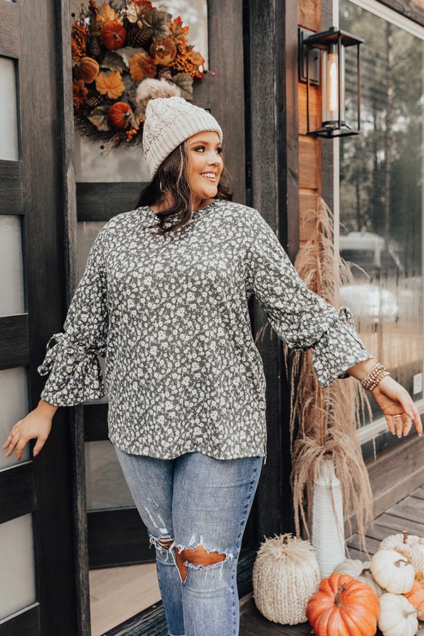 Pumpkin Patch Please Floral Shift Top In Forest Curves Image - 4