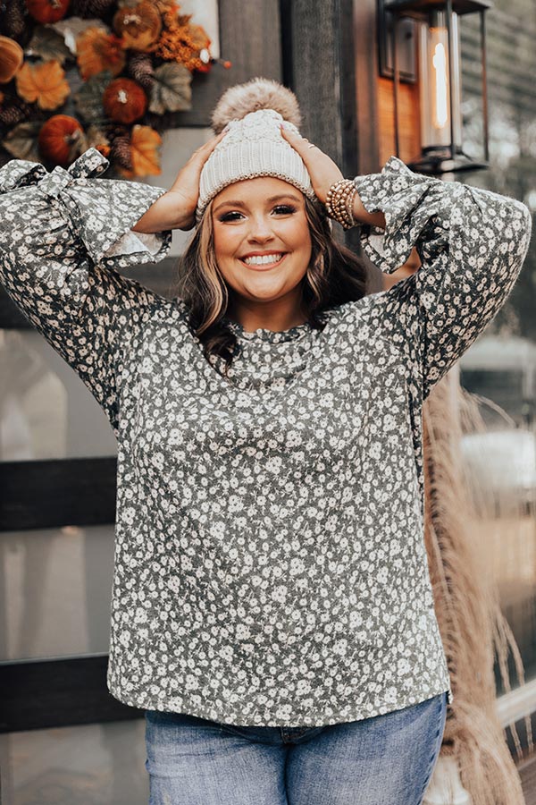 Pumpkin Patch Please Floral Shift Top In Forest Curves Image - 5