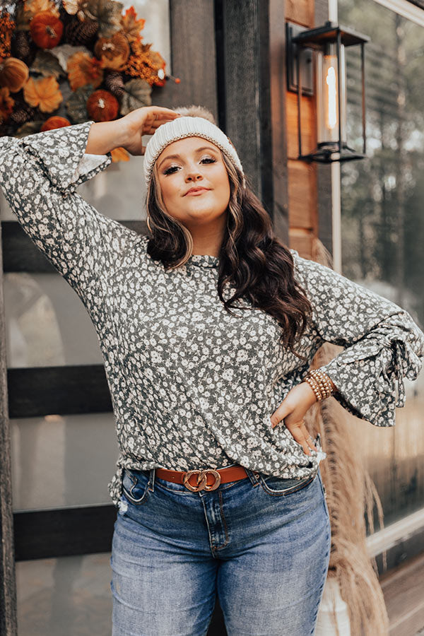 Pumpkin Patch Please Floral Shift Top In Forest Curves Image - 3