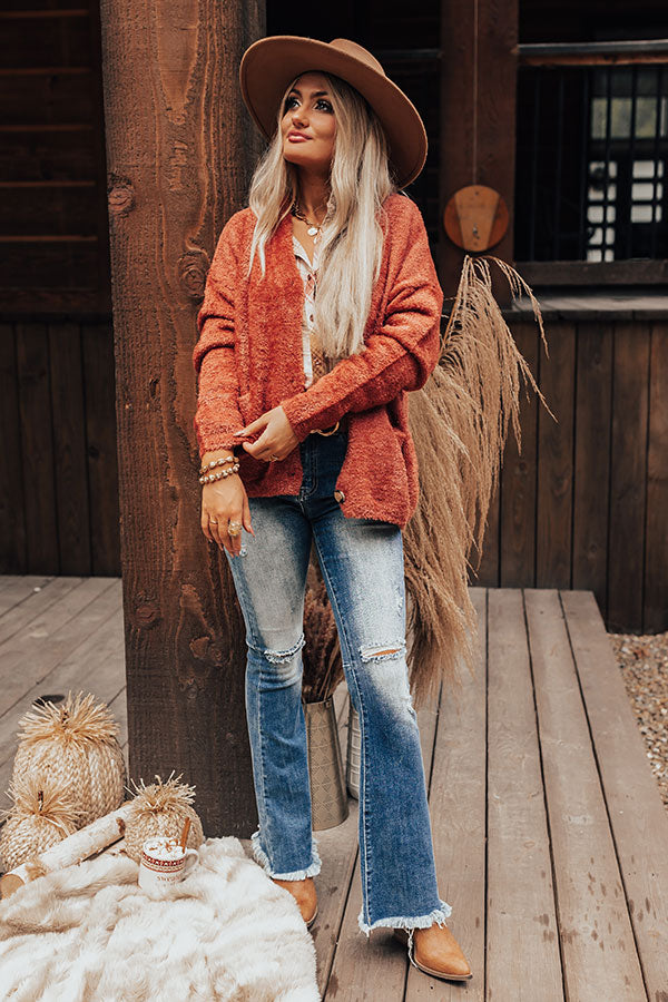 Honey So Snuggly Cardigan In Aurora Red Image - 2