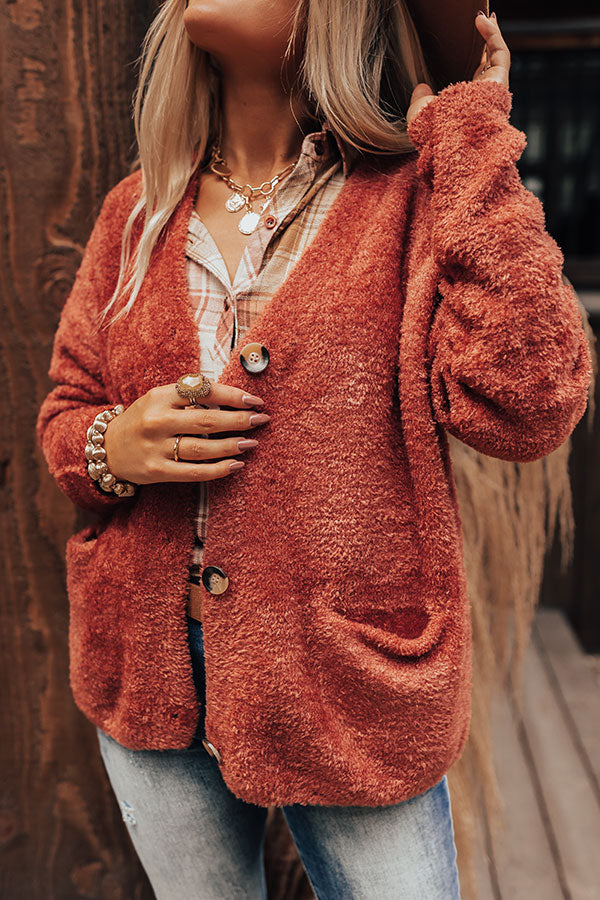 Honey So Snuggly Cardigan In Aurora Red Image - 4