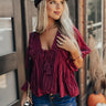 Wild Dreams Babydoll Top In Merlot Image - 1