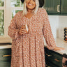 Keep Smiling Floral Shift Dress in Rust Curves Image - 1