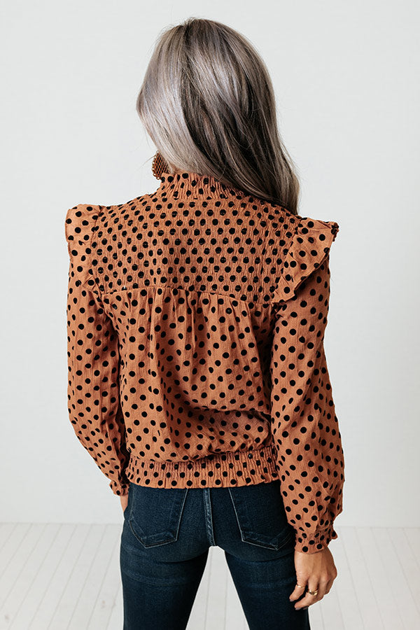 Espresso In Italy Polka Dot Top In Camel Image - 5