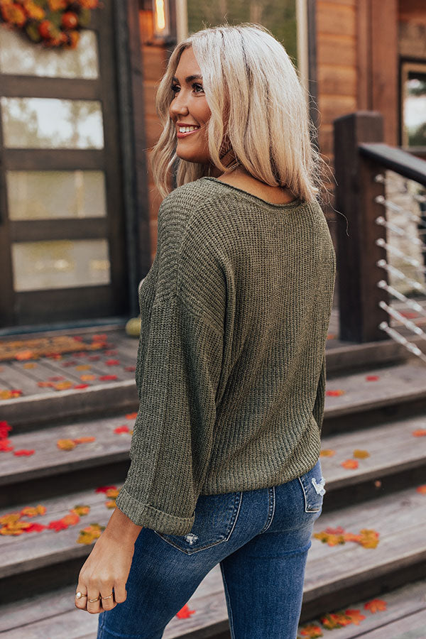 Cozy Cottage Knit Top In Olive • Impressions Online Boutique