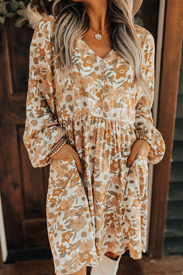 Keep Smiling Floral Shift Dress in Golden Honey Image - 2