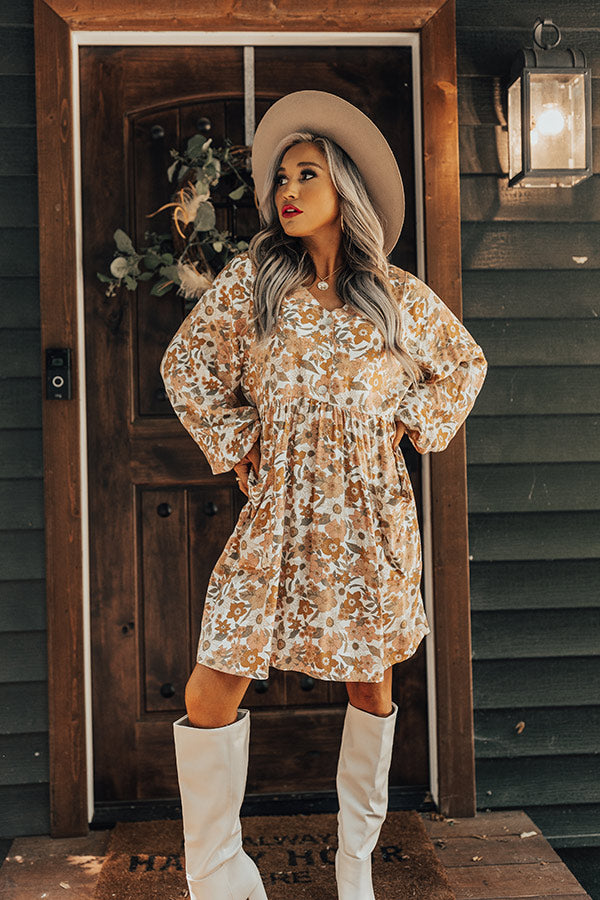 Keep Smiling Floral Shift Dress in Golden Honey Image - 1