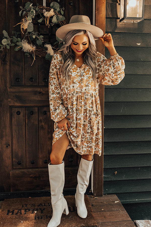 Keep Smiling Floral Shift Dress in Golden Honey Image - 3