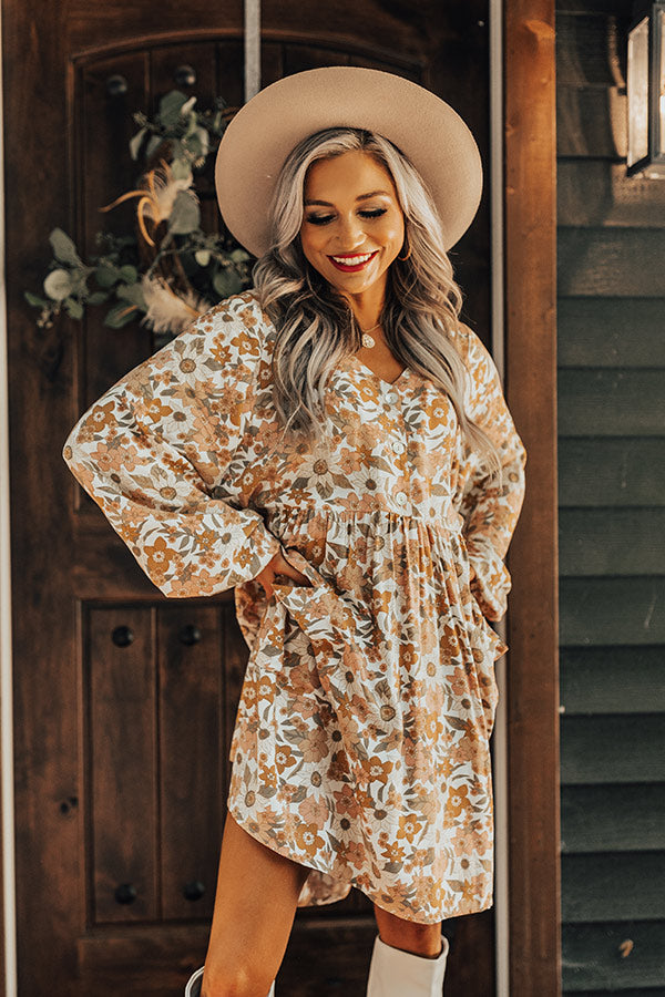 Keep Smiling Floral Shift Dress in Golden Honey Image - 5