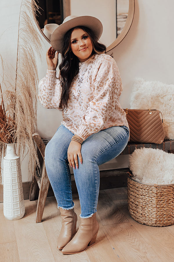 Cozy Conditions Leopard Sweater In Rose Quartz Curves Image - 1