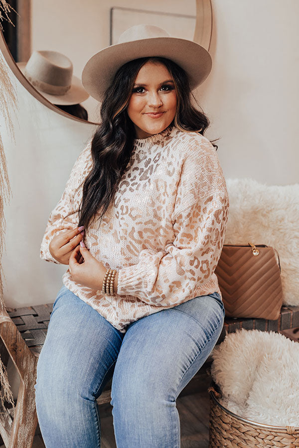 Cozy Conditions Leopard Sweater In Rose Quartz Curves Image - 2