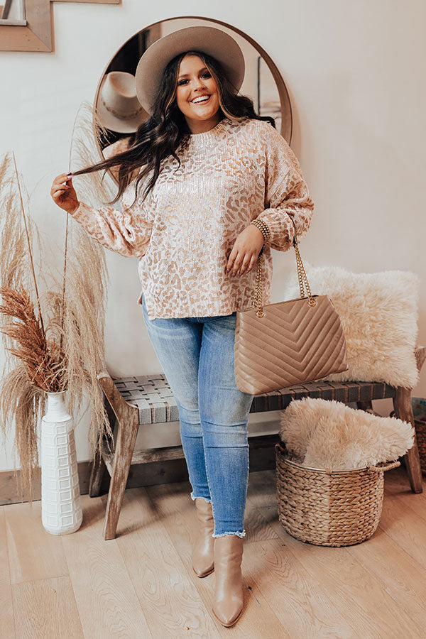 Cozy Conditions Leopard Sweater In Rose Quartz Curves Image - 3