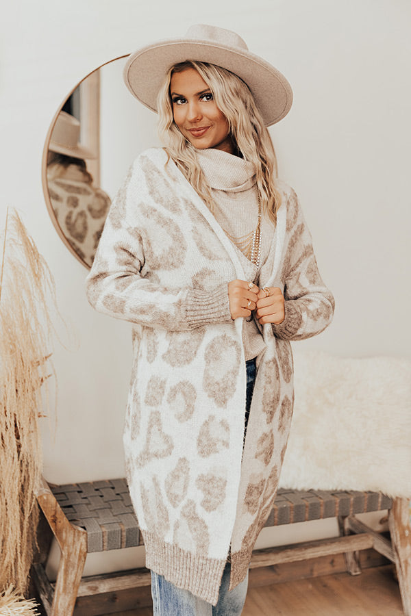 Northern Chill Leopard Cardigan In Ivory