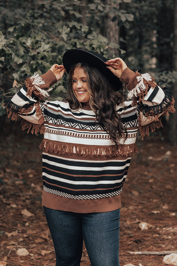 Cozy Point Fringe Sweater Curves Image - 3