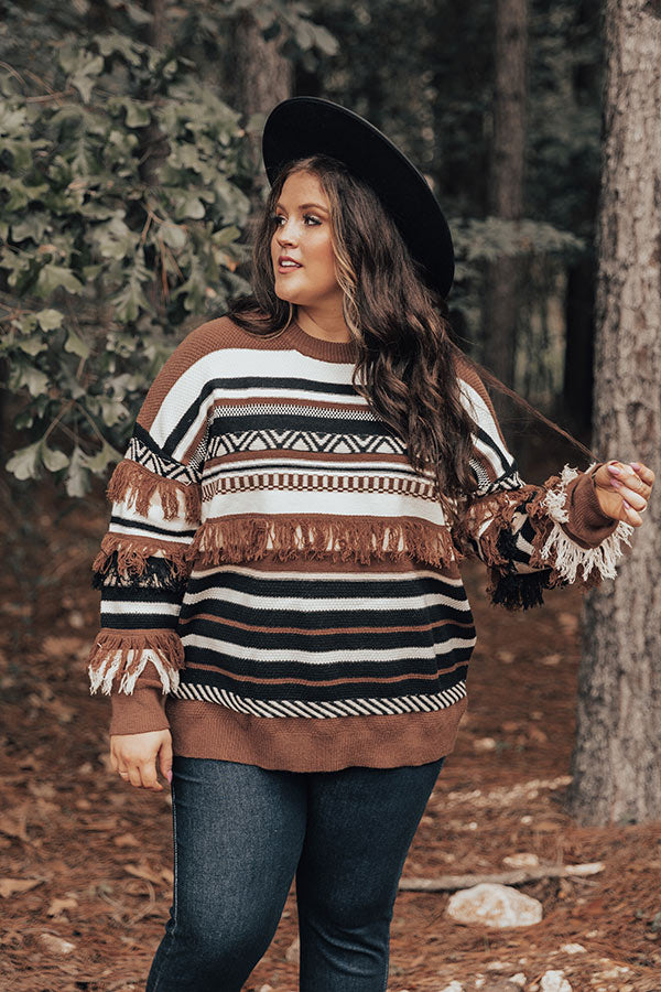 Cozy Point Fringe Sweater Curves Image - 1