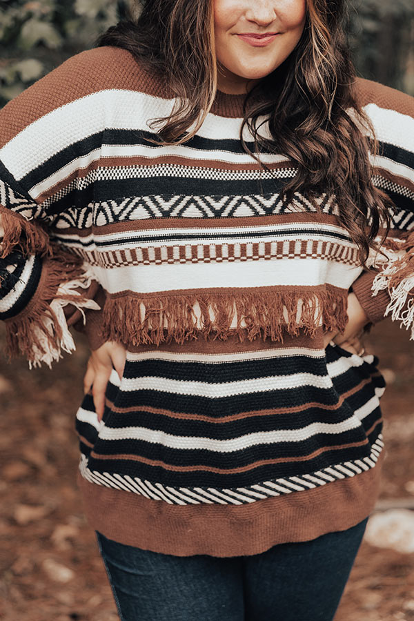 Cozy Point Fringe Sweater Curves Image - 4