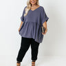 Backseat Sips Babydoll Top In Dark Periwinkle Curves Image - 1