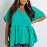 Backseat Sips Babydoll Top In Kelly Green Curves Image - 1