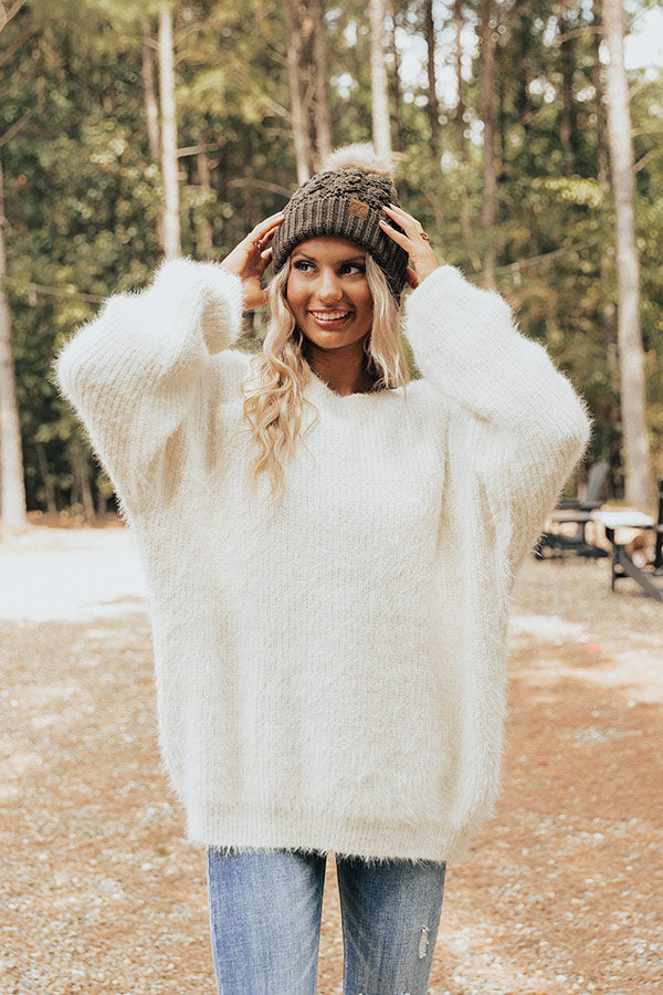 S'mores And Cozy Knit Sweater In Ivory • Impressions Online Boutique