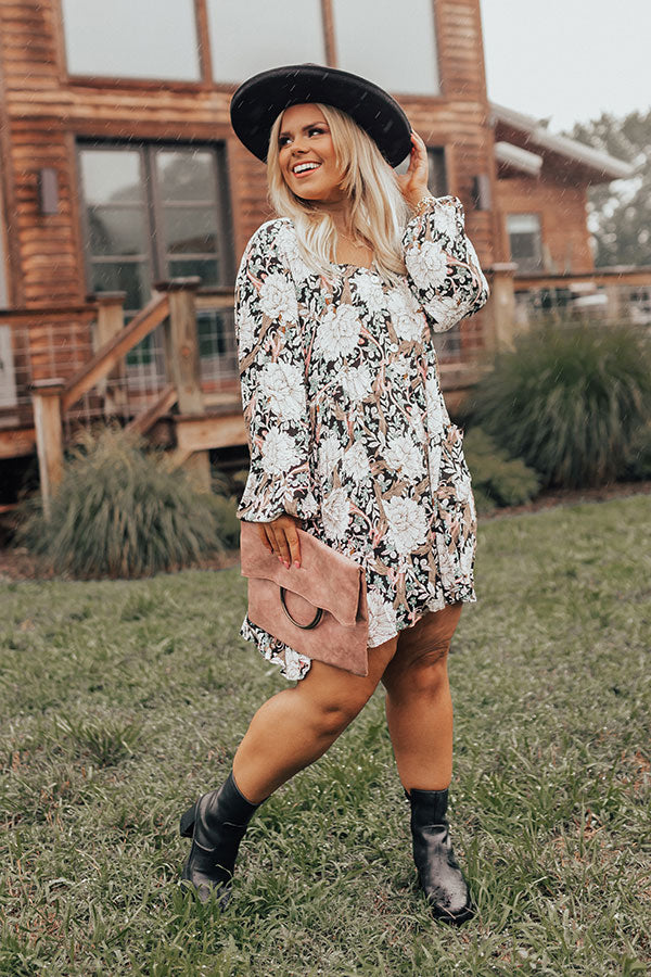 The Montana Floral Shift Dress in Black Curves