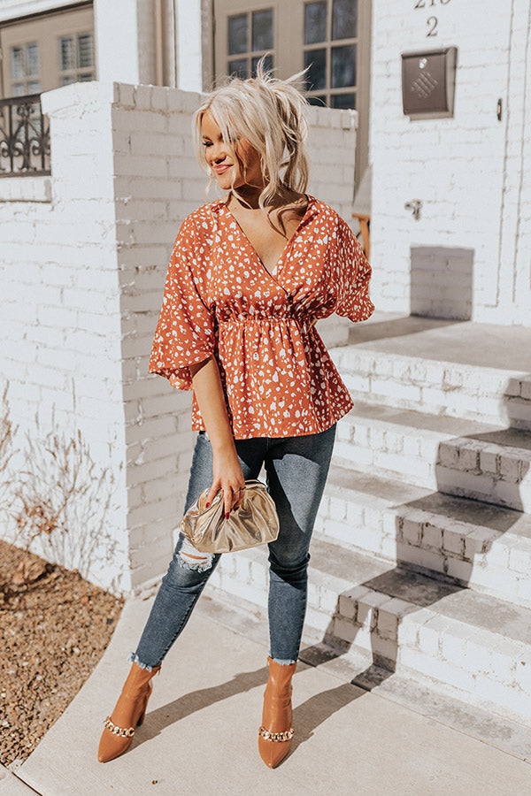 Total Flirt Leopard Top in Rust Image - 1