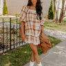 The Amie Plaid Shift Dress in Camel Image - 1