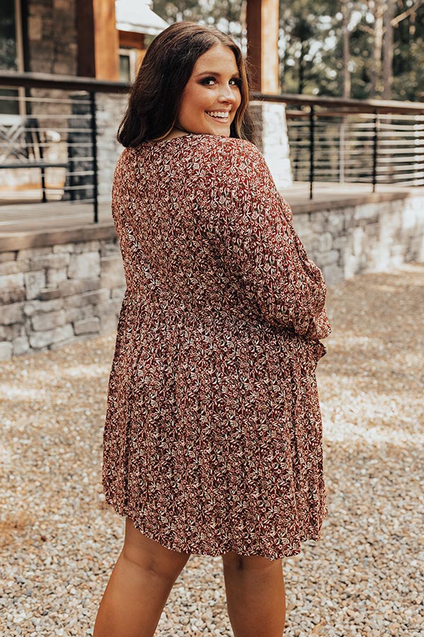 The Montana Floral Shift Dress in Rust Curves – Impressions Online