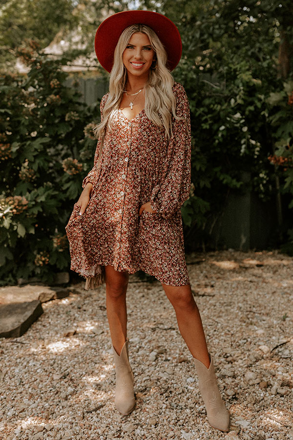 The Montana Floral Shift Dress in Rust
