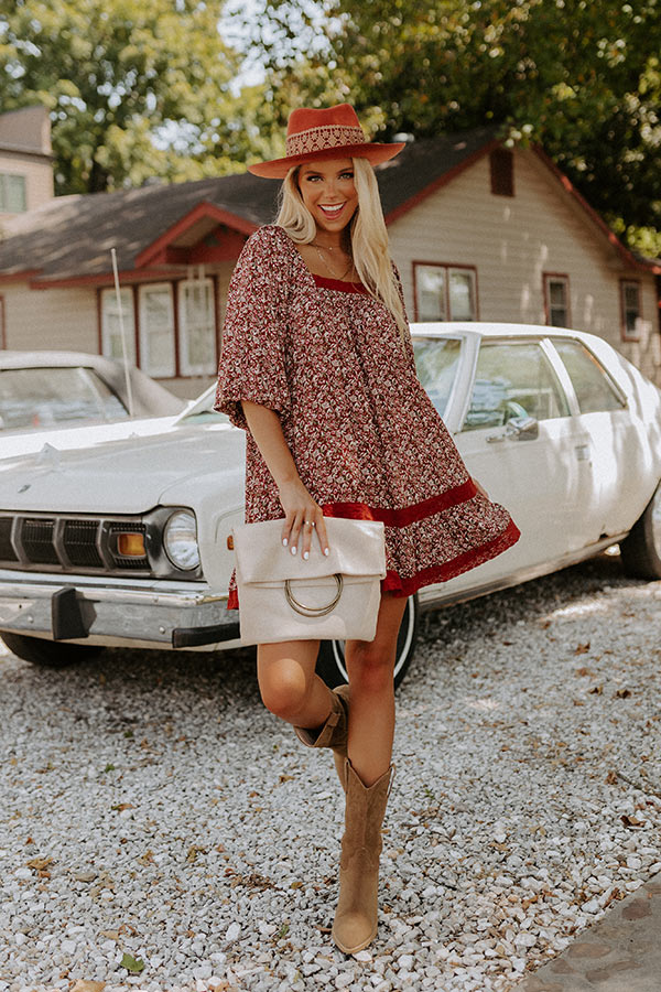 The Amie Floral Shift Dress in Rust Image - 1