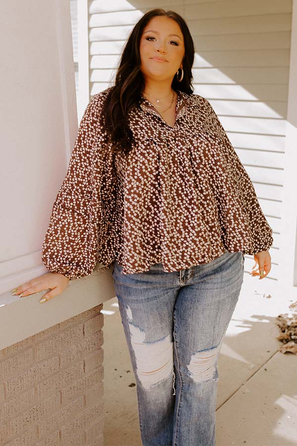The Ivee Floral Babydoll Top in Chocolate Curves