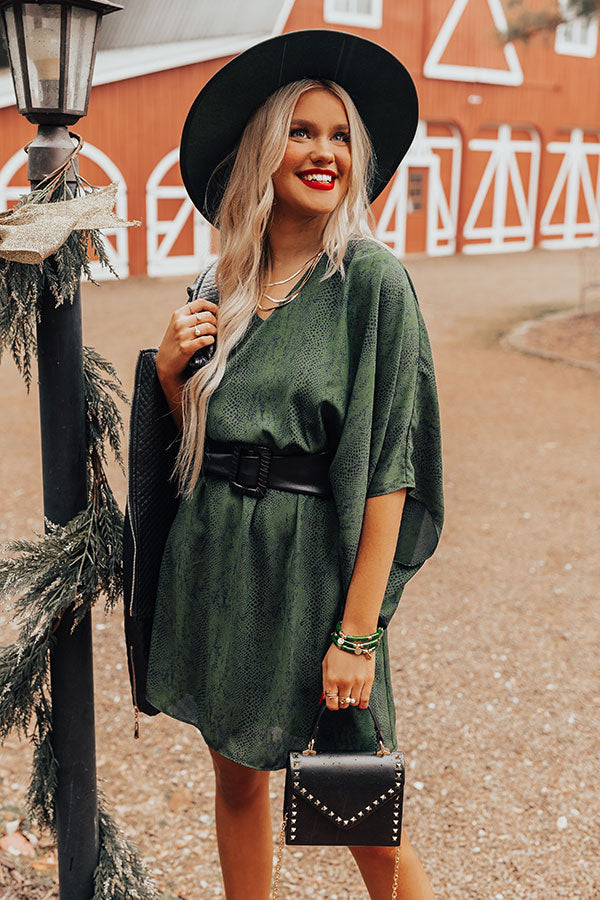 Spotlight Romance Snake Print Dress in Hunter Green – Impressions