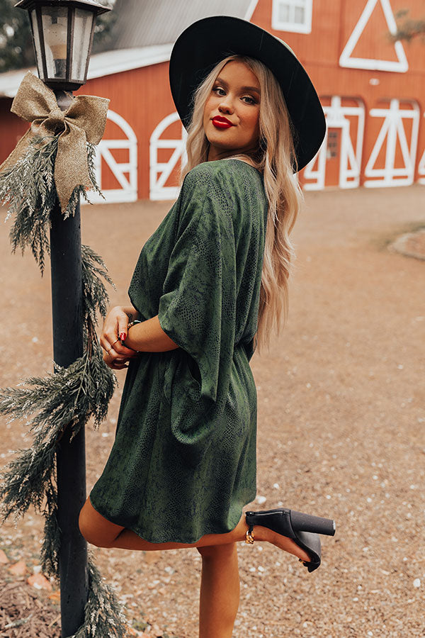 Spotlight Romance Snake Print Dress in Hunter Green Image - 3