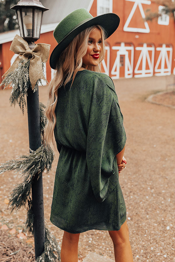 Spotlight Romance Snake Print Dress in Hunter Green Image - 4