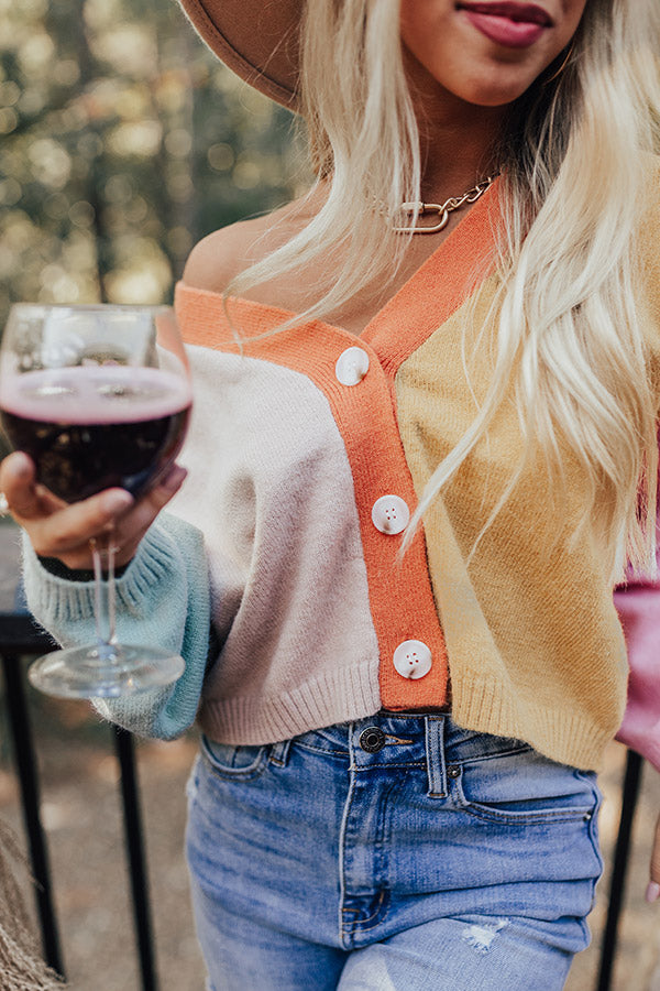 Cozy Code Color Block Cardigan in Mustard Image - 2