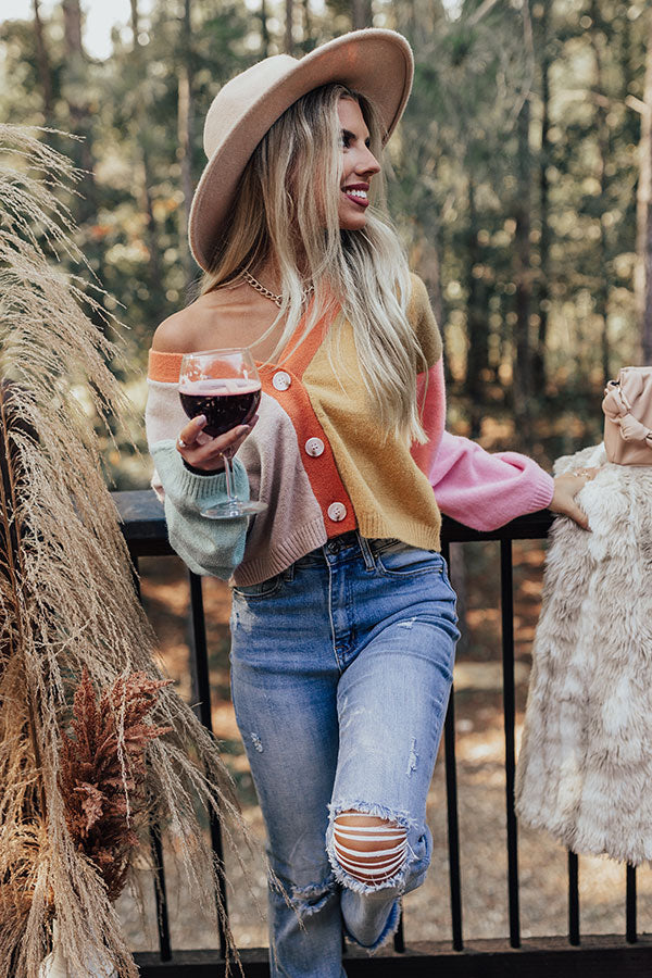 Cozy Code Color Block Cardigan in Mustard Image - 1