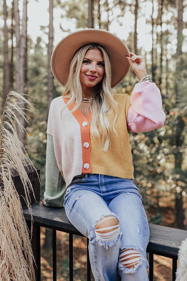 Cozy Code Color Block Cardigan in Mustard Image - 1