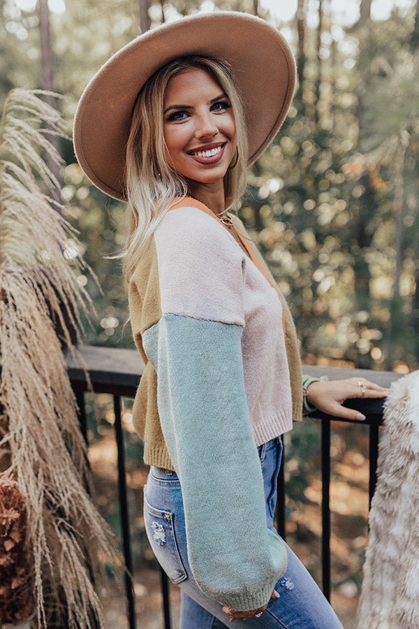 Cozy Code Color Block Cardigan in Mustard Image - 3