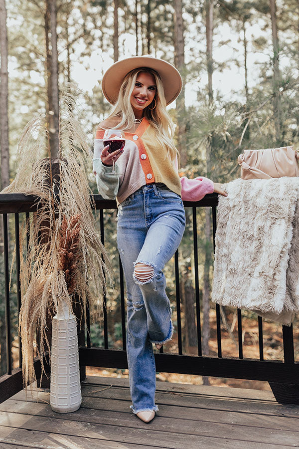 Cozy Code Color Block Cardigan in Mustard Image - 1