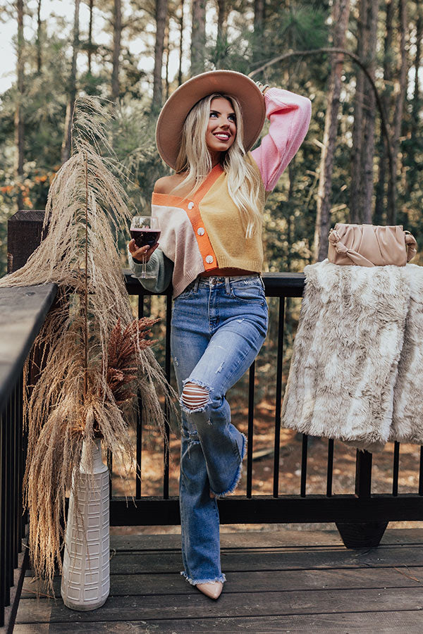 Cozy Code Color Block Cardigan in Mustard Image - 1