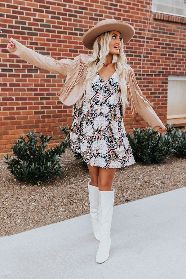 The Montana Floral Shift Dress in Black